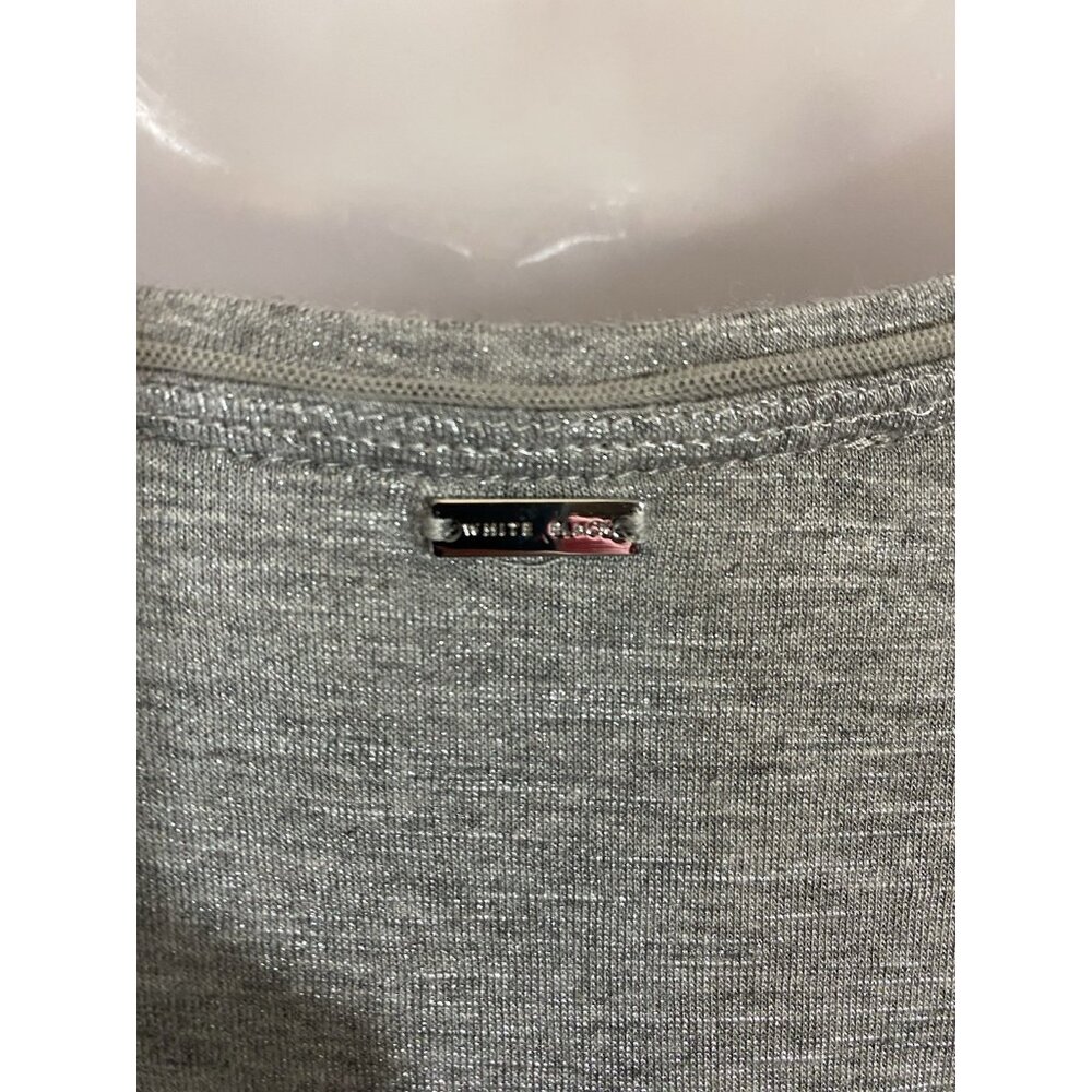 White House Black Market Gray Shimmer Silver Blouse Shirt Large Dolman 9996 - Picture 9 of 11